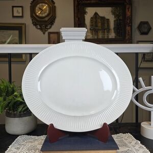 Johnson Brothers Athena Oval Serving Platter - 13.5" Ribbed Ironstone